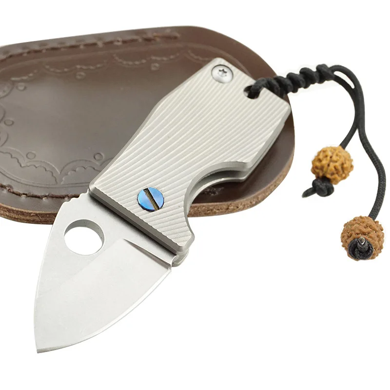 

Titanium Alloy Mini Pocket Knife Damascus Stainless Steel Outdoor Knife
