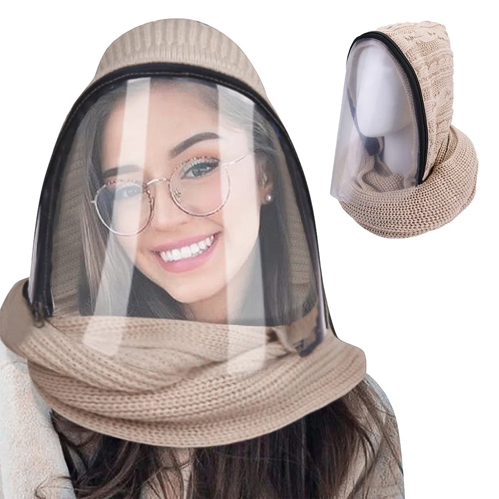 

Full Face Mask Outdoor Sports Headwear Scarves Transparent Hooded Adult Hat Winter Scarf Warm Full Face Kitchen Splash proof