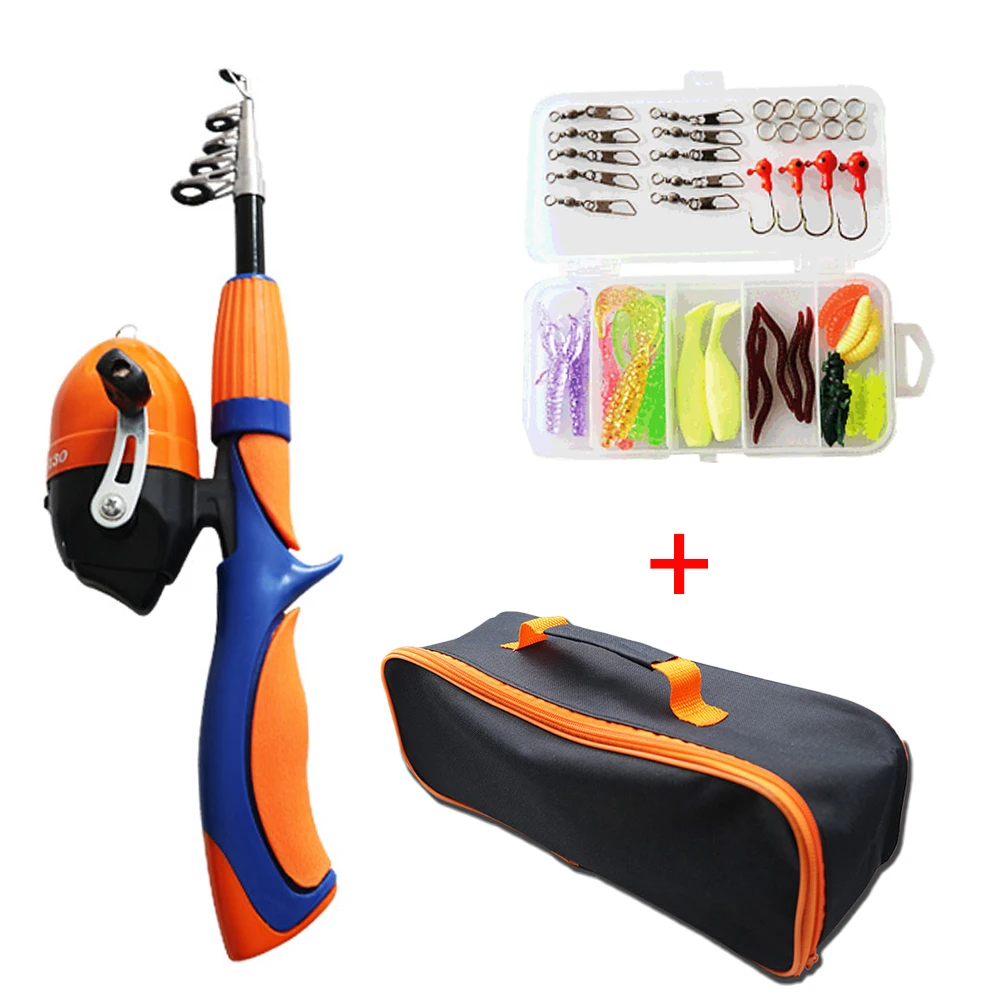 

Kids Fishing Pole Set Full Kits With Telescopic Fishing Rod And Spinning Reel Baits Hooks Saltwater Freshwater Travel Pole Set