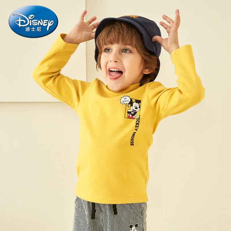 

Disney 2019 Мода для детей с Микки-Маусом для детей младшего возраста с длинным рукавом Футболка с круглым вырезом для маленьких мальчиков гориз...