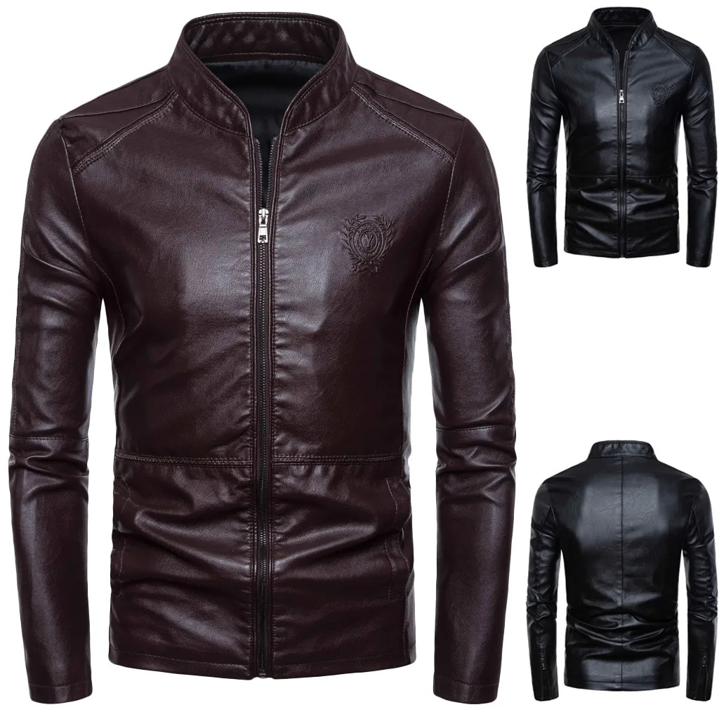 Мужская куртка с длинными рукавами Feitong однотонная в стиле ретро Осень-зима |