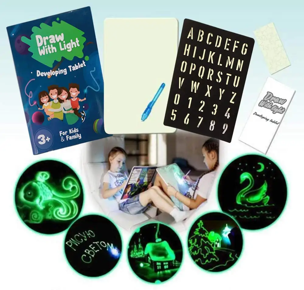 Magic LED Drawing Board Fluorescent Draw with Light-Fun and Developing Writing Educational Learning Toys Luminous Pen |
