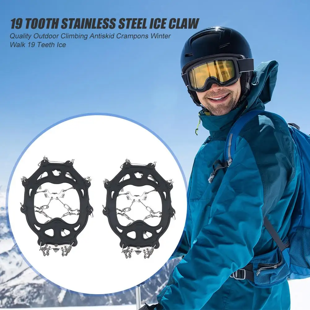 

Durable Shoe Crampons Wear-resistant 19 Teeth Crampons Anti Slip Outdoor Climbing Walk Traction Cleats Ice Snow Grips