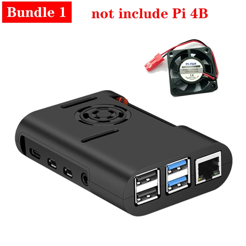Raspberry Pi 4 корпус ABS корпус с вентилятором черный корпус алюминиевый радиатор для Raspberry Pi 4 Модель B Pi 4B Pi4 - Цвет: Bundle 1
