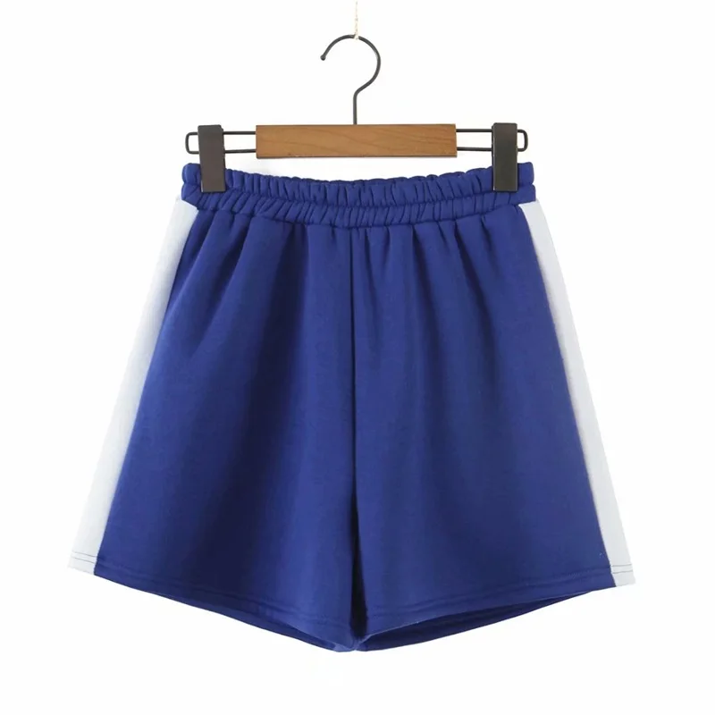 

MESTTRAF Women 2021 Fashion Patchwork Trims Shorts Vintage High Waist Elastic Waist Short Pants Streetwear