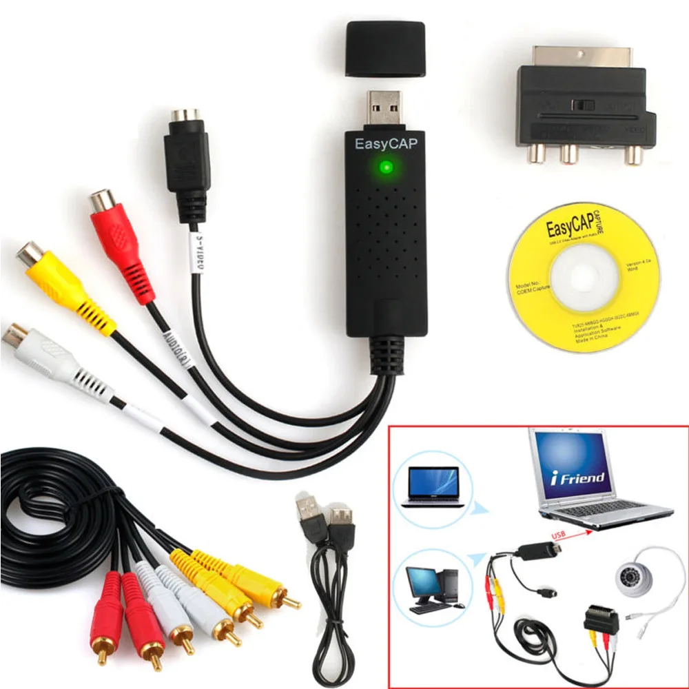 

ANPWOO 1.5M USB2.0 VHS To DVD Conversion Audio Video Audio Capture Card Adapter RCAScart RCA Hub