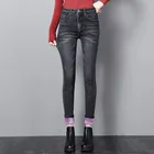 GUUZYUVIZзимние супероблегающие джинсы узкие брюки джинсовые вельветовые Стрейчевые джинсы размера плюс с высокой талией Pantalon Vaquero Negro Mujer