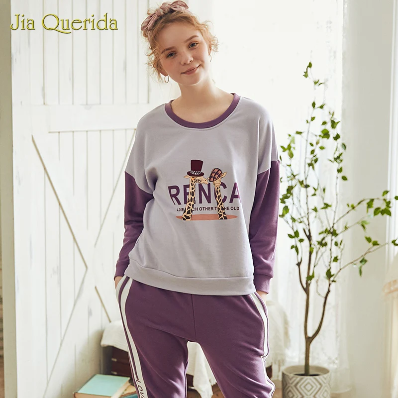 Новый весенний пижамный комплект с мультяшным принтом женская одежда для отдыха