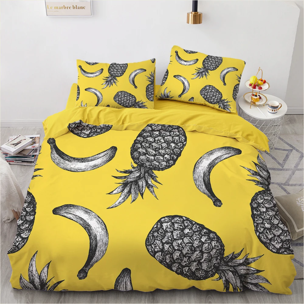 

Pineapple Bedding Set Bed Linen Duvet Cover Set Pillowcase Single Double Queen King Quilt Cover Bedclothes Bohemian Children 3pc