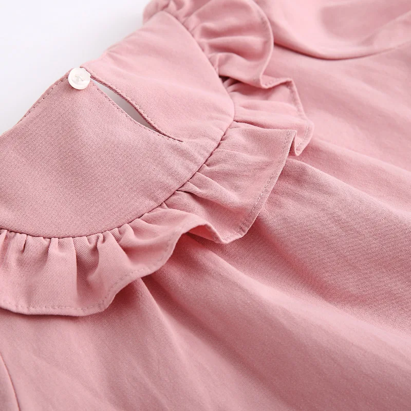 

Spring and Autumn Female Treasure Puff Sleeve Cotton Shirt