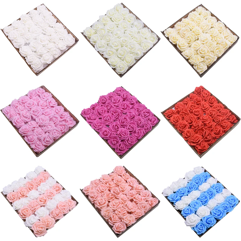 8 см искусственные цветы розы 25 шт. настоящие со стеблем для самодельных