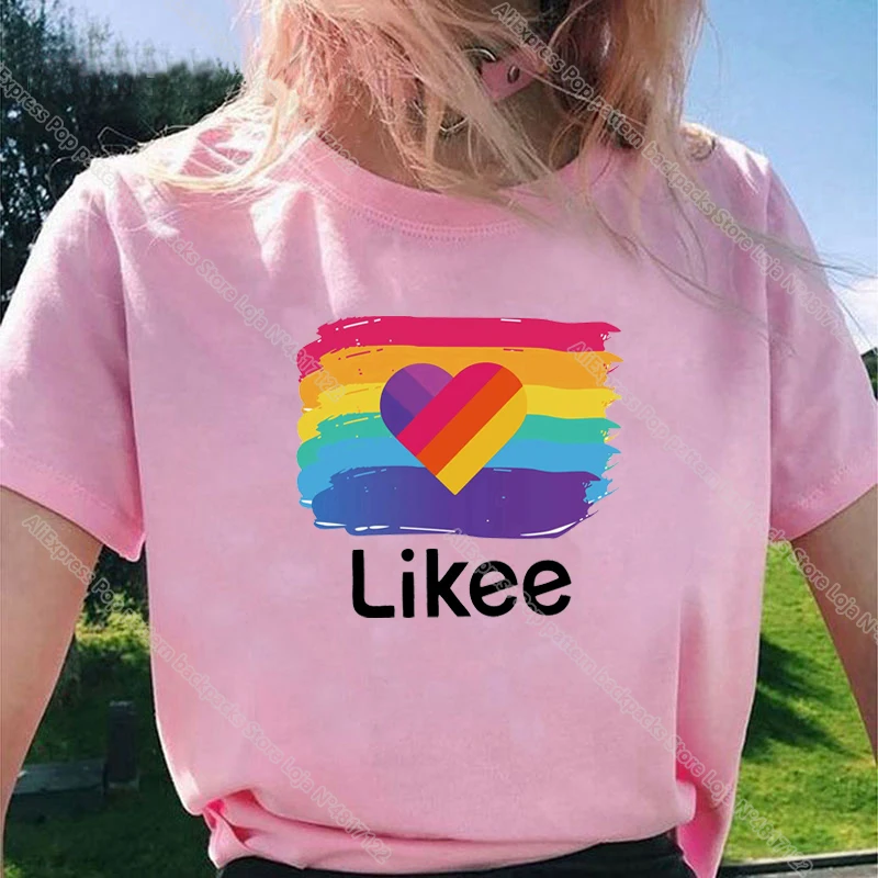 

Likee T Shirt MODAL Women Girls Russia Style LIKEE Tees Oversized Streetwear Student Short Sleeve Children Kids T Shirt CAT Tops