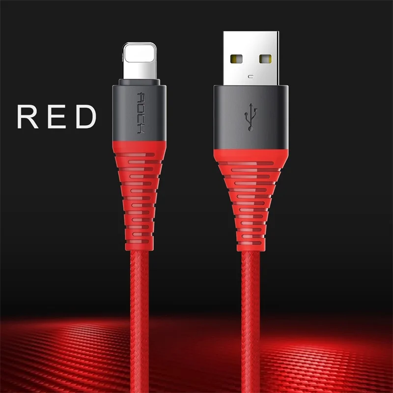Rock 3 в 1 мульти usb кабель для зарядки для iPhone 8 samsung huawei xiaomi зарядный кабель для apple светильник с разъемом микро usb type c кабель - Цвет: only iPhone Red