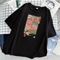 camiseta estilo ukiyoe da moda japonesa camiseta feminina preta para o ver%c3%a3o estilo hip hop base harajuku 2021