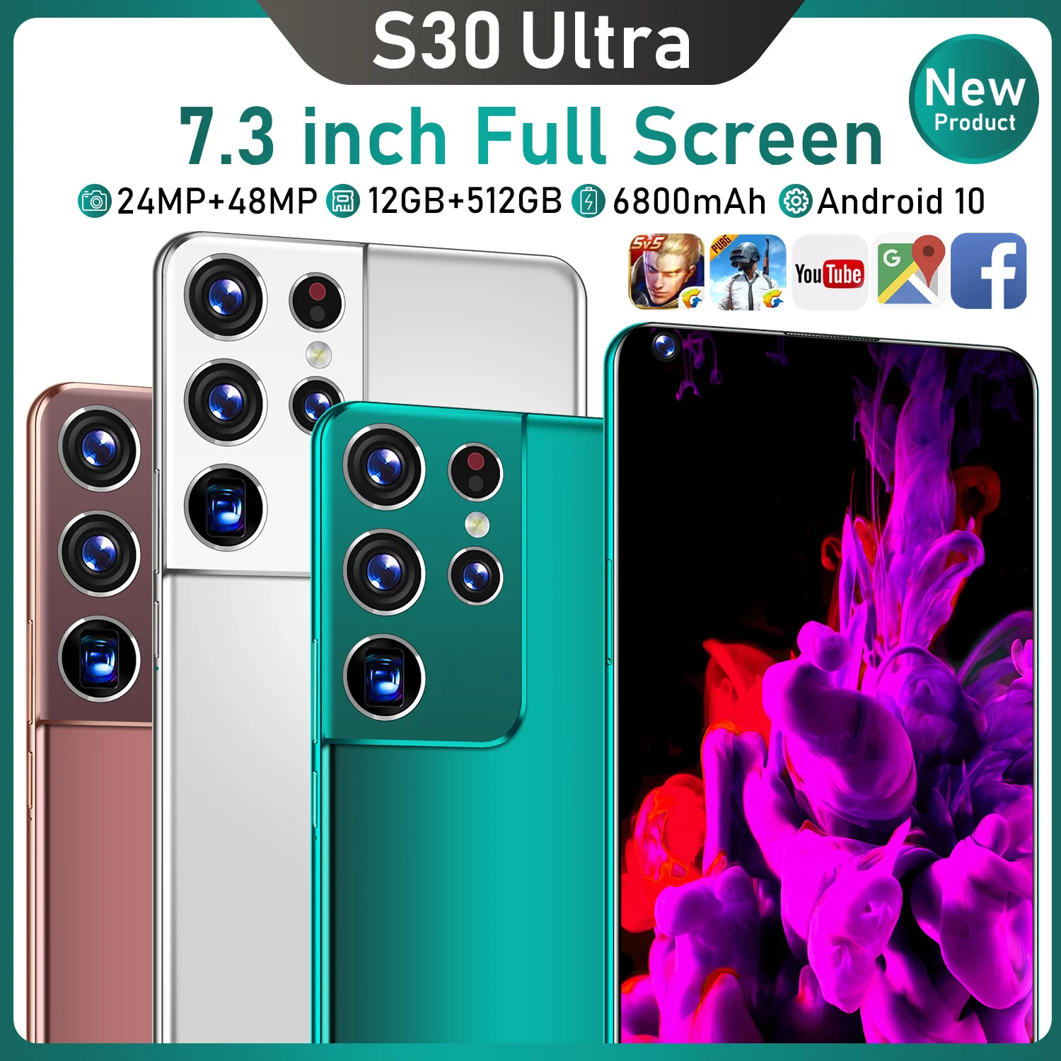 

Смартфон S30 Ultra, 7,3 дюйма, 2 SIM-карты, 6800 мАч
