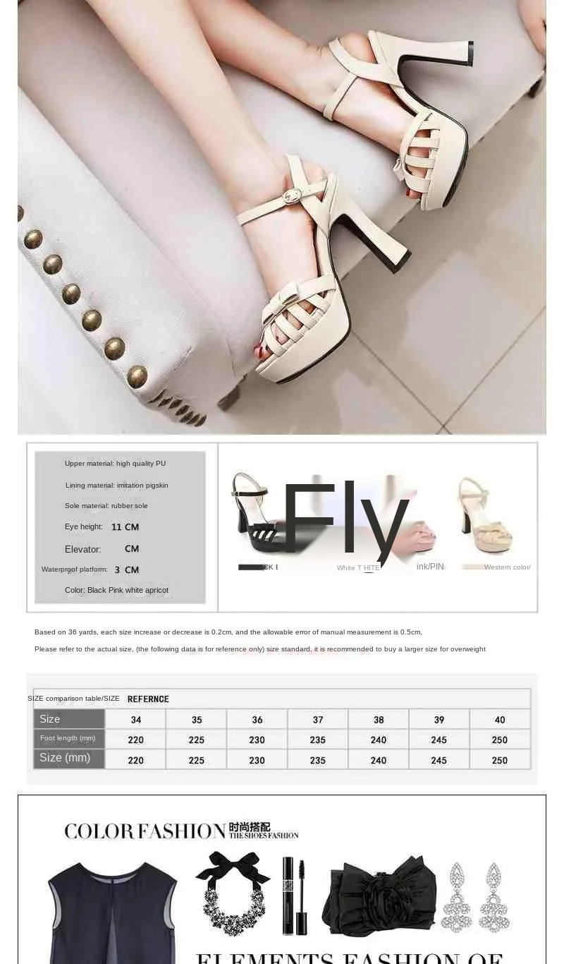 

2021 summer New Roman retro open toe sandals women's thick heeled waterproof platform high heeled shoes straight buckle shoes