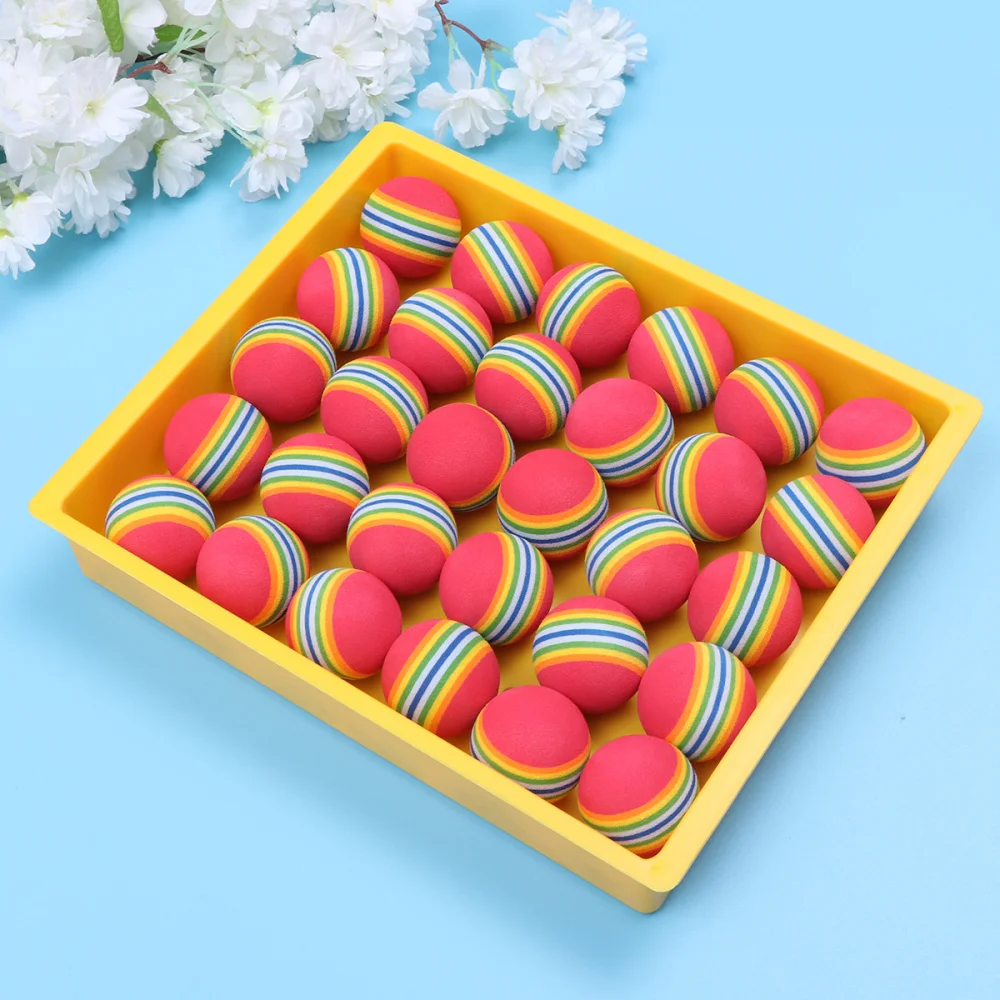 

30 Pcs Rainbow Colored Sponge Practice Indoor Training Aid Elastic Training for Indoor Outdoor (42mm, Yellow)