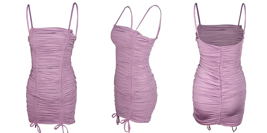 

2021 Summer New Women's Sexy Sling Pleated Hip Skirt Tied Dress