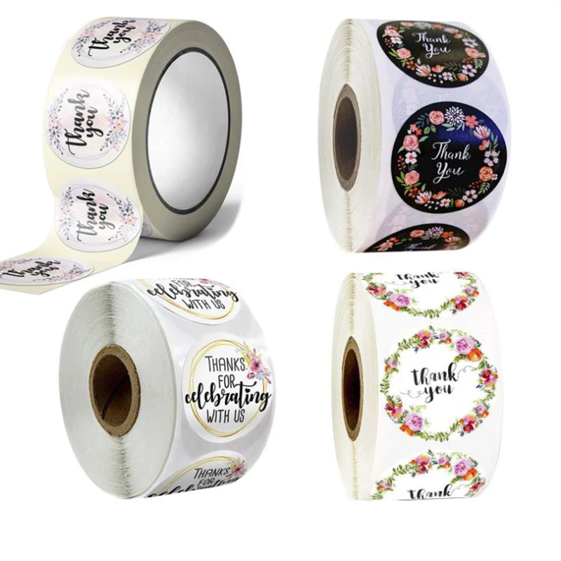 

50 500PCS Small Wreath Labels Thank You Sticker Sealing Paper Stickers Stationery & Office Supply Decoration Scrapbooking