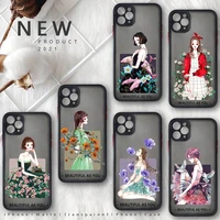 sexy trend flowers girl phone case for iphone 13 12 11 8 7 plus mini x xs xr pro max matte transparent cover