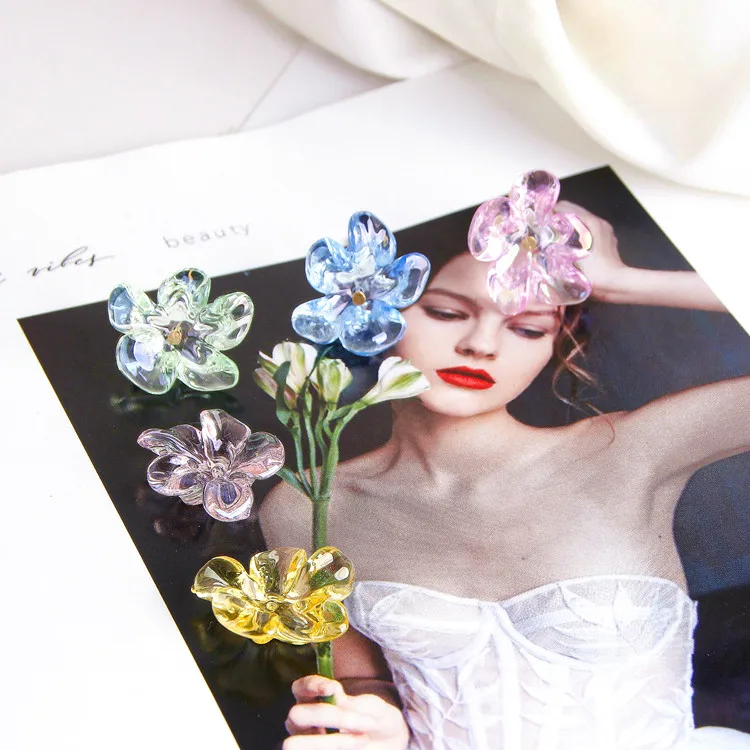 Блестящие цветные прозрачные маленькие цветочные зажимы аксессуары сделай сам