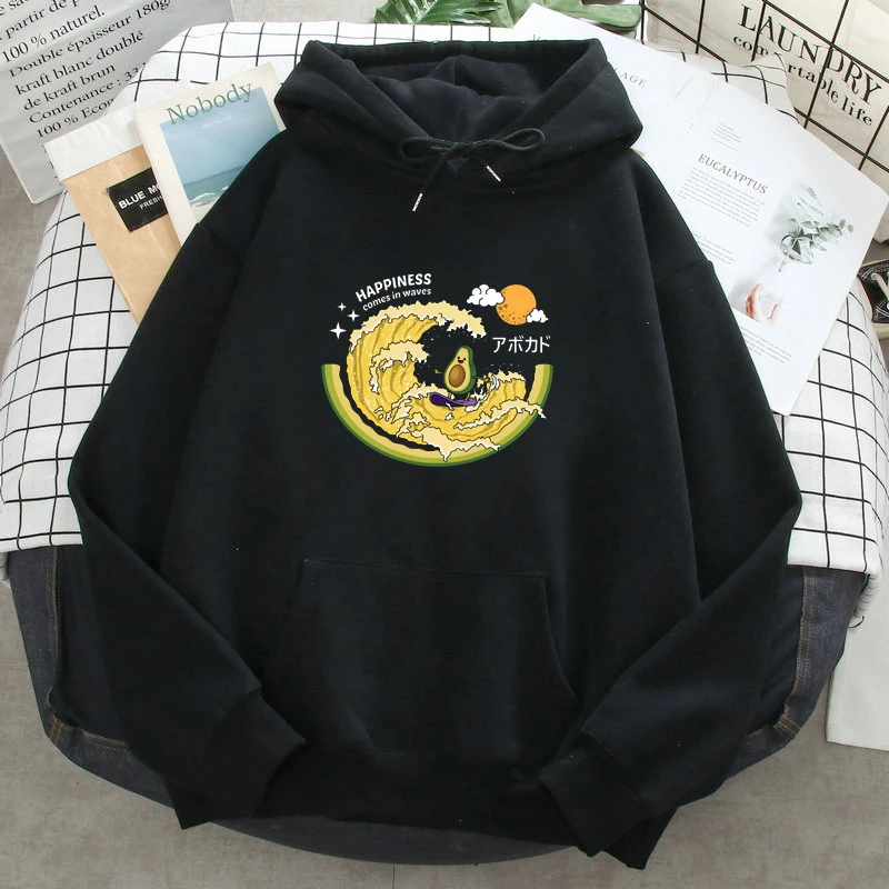 

Авокадо волна толстовки с капюшоном и принтом, мужская, повседневная, длинный рукав толстовка 2021 Новое поступление; Сезон весна-осень; Флисо...