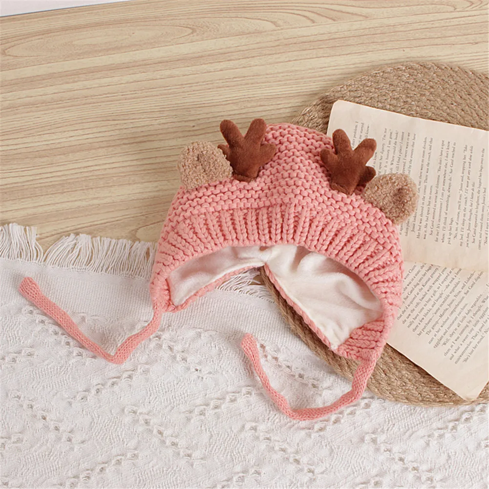 

0-3Y Newborn Baby Girls Boys Knit Hats Solid Autumn Winter Lovely Ear Caps