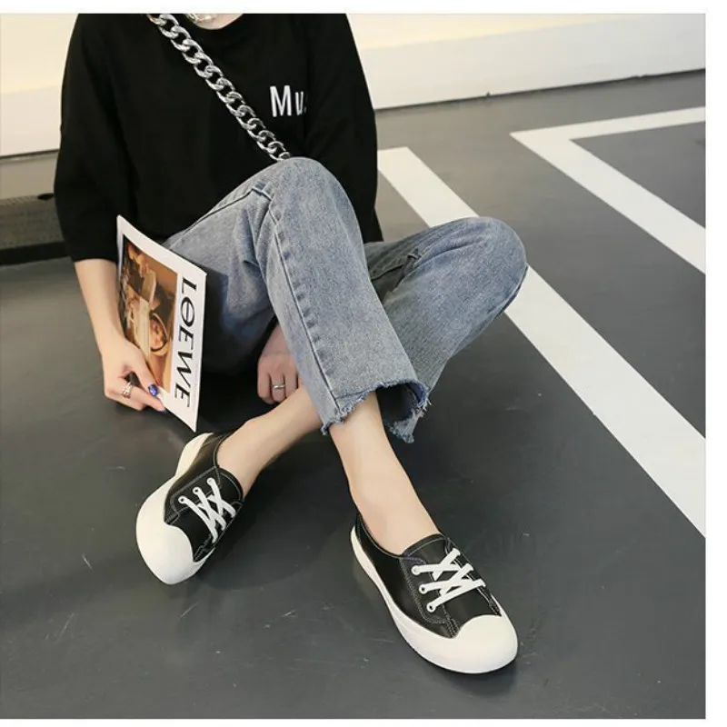 Spring/Autumn Fashion Women Shoes The New Casual Mixed Colors Lace-Up Round Toe Shallow Breathable High Quality Thick bottom PU