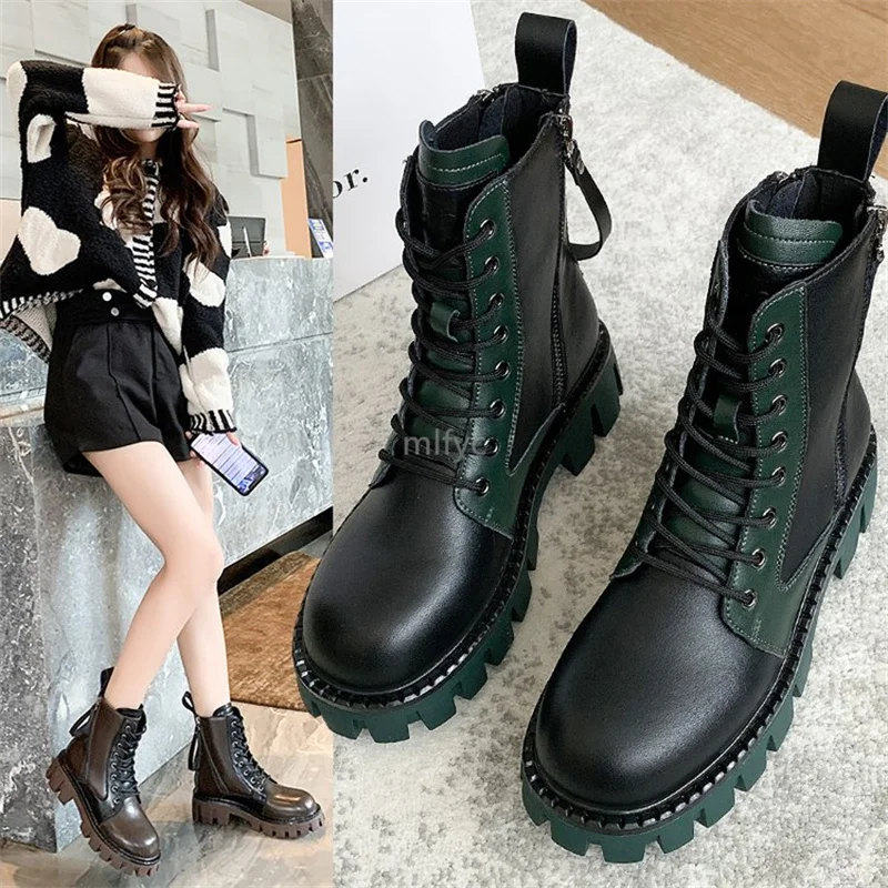 

Martin boots women's 2021 spring and autumn new retro big head thick bottom short tube coffee color thick heel ankle boots shoes