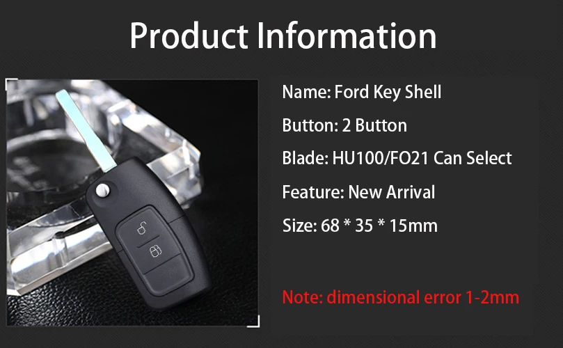 OkeyTech для Ford для Focus Kuga Fiesta Mondeo Mk3 Mk4 C-max Escape 2 кнопки флип Складная Заготовка ключа замка зажигания автомобиля крышка аксессуары
