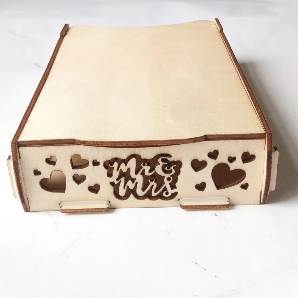 

Natural Wood Wedding Card Box DIY Couple Wedding Supplies Guest Book 50Pcs Sign in Wood Chips Vintage Warm Romantic Mr Mrs