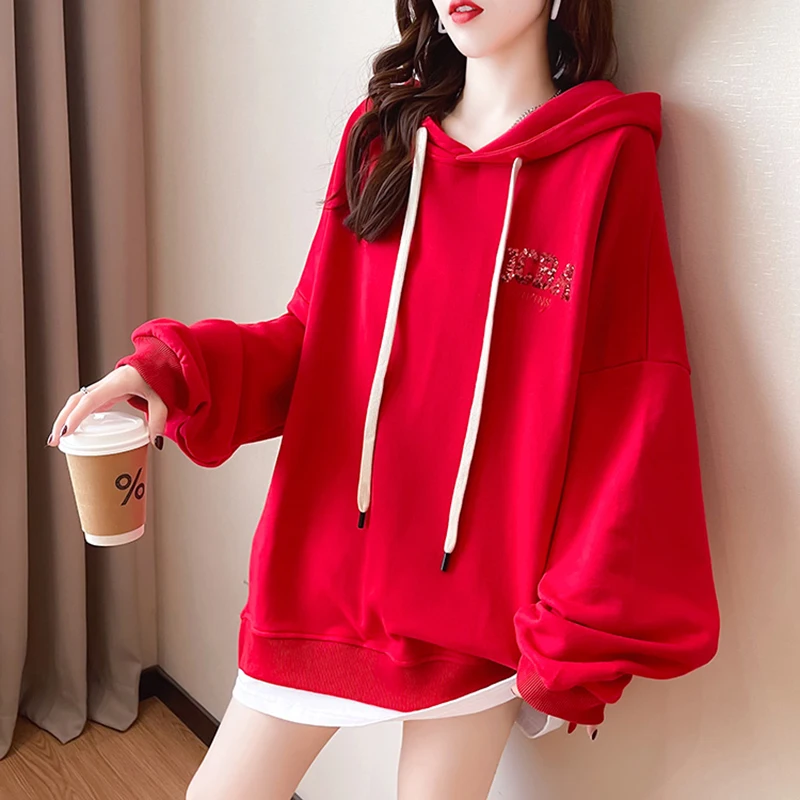 

New Women's Hoodies Sweatshirts Fleece Loose Hoodie Women Hoodies Sweatshirts Pullover Female Double stitching Hoodie Sweatshirt