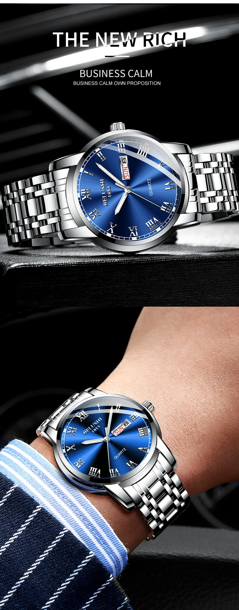 

Top Brand Luxury Mens Watches Luminous Waterproof Stainless Steel Watch Quartz Men Date Calendar Business Wristwatch