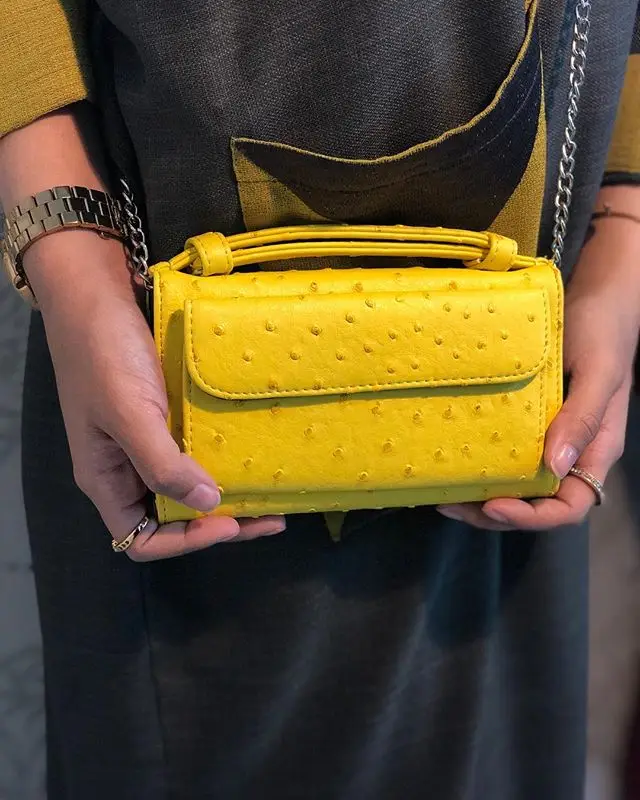 Ostrich Yellow TOPHIGH роскошный клатч из воловьей кожи, сумка через плечо, маленькая сумка с крокодиловым узором, натуральная кожа, клатч на цепочке, женский подарок - Цвет: Ostrich Yellow