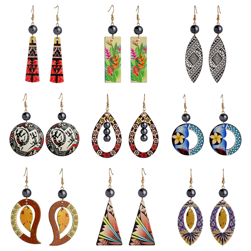 

Cring Coco Acrylic Earrings Fashion Hawaiian Handmade Geometric Jewelry Original Design Resin Drop Flower Earring for Women 2021