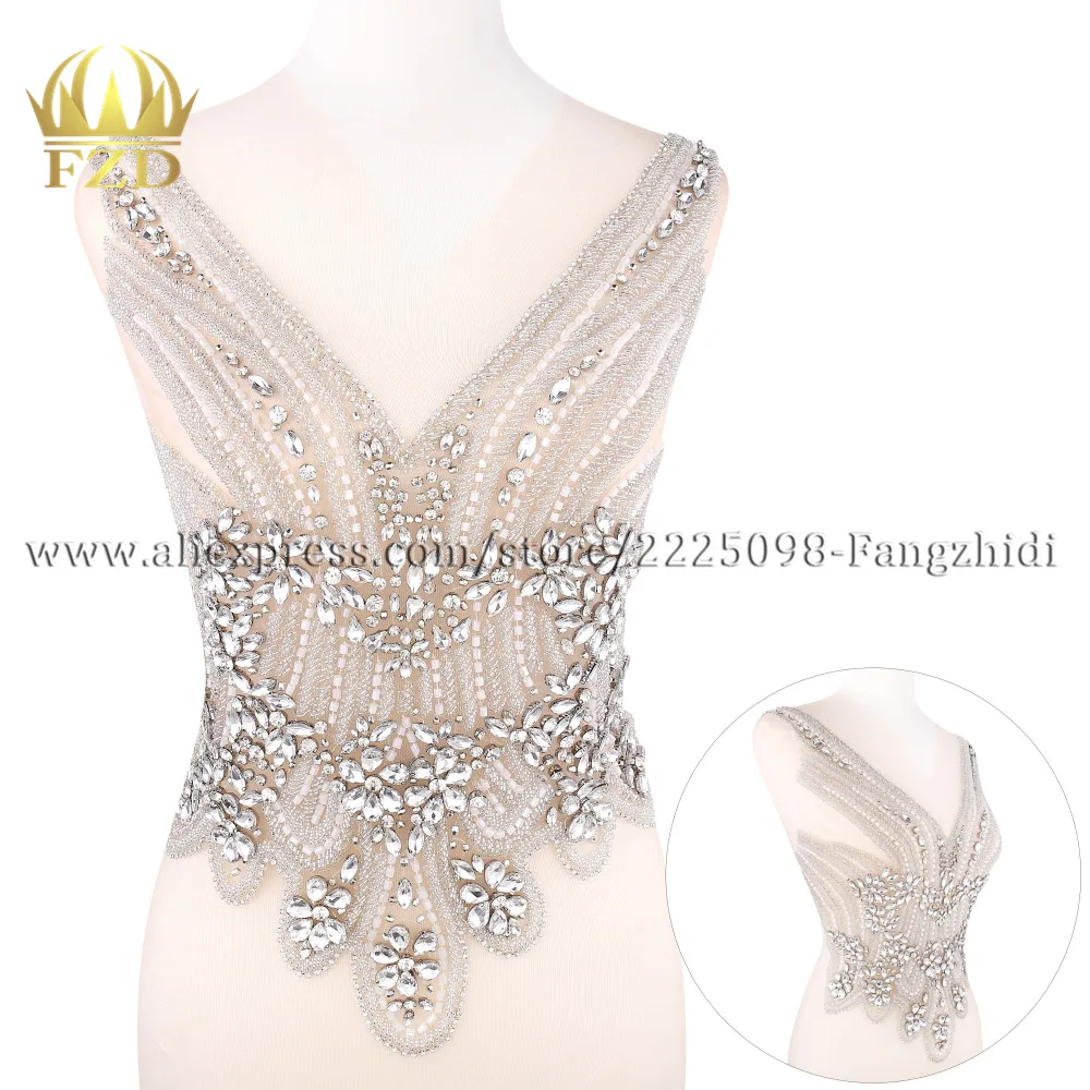 FZD 1 комплект открытые сетчатые нашивки с прозрачными кристаллами спереди и сзади