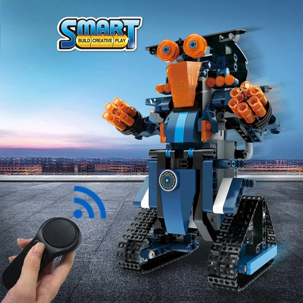 392 шт. M1 4CH пульт дистанционного управления DIY RC строительные блоки Rover Robot игрушки блоки конструктора с 360 вращением на месте для подарка детям