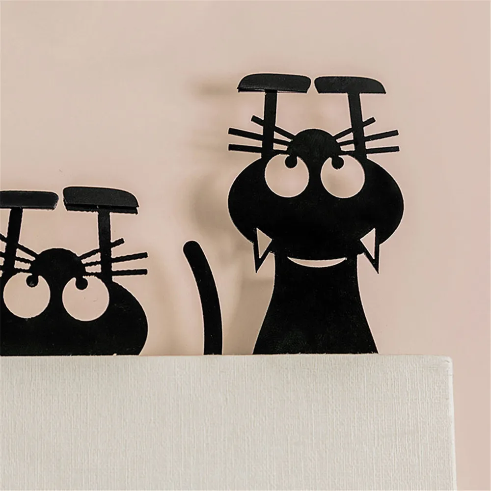 

1-2pcs PVC Black Cat Bookmarks Kawaii Cartoon Book Clips Page Divider School Office Stationery Teacher Gift Book Accessories