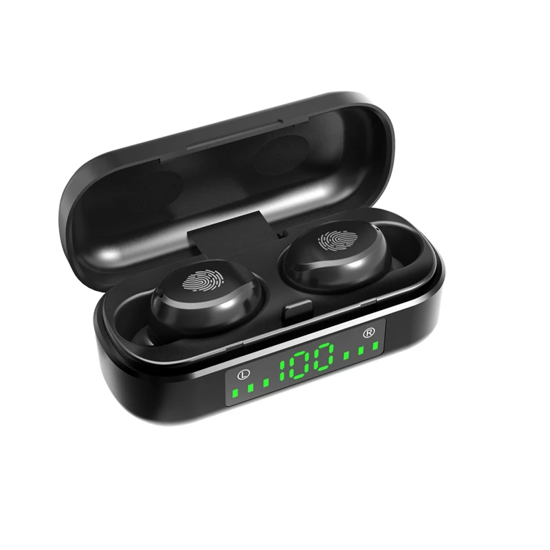 TWS 5,0 7D стерео наушники сенсорные беспроводные Bluetooth наушники IPX7 водонепроницаемые наушники CVC8.0 наушники с шумоподавлением с микрофоном - Цвет: Black