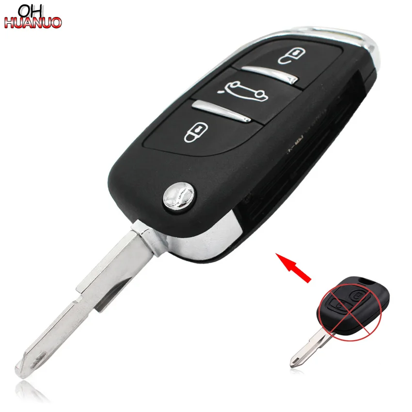 Складной ключ в стиле DS для Peugeot 206 207 206CC 3 кнопки бесключевой доступ дистанционный