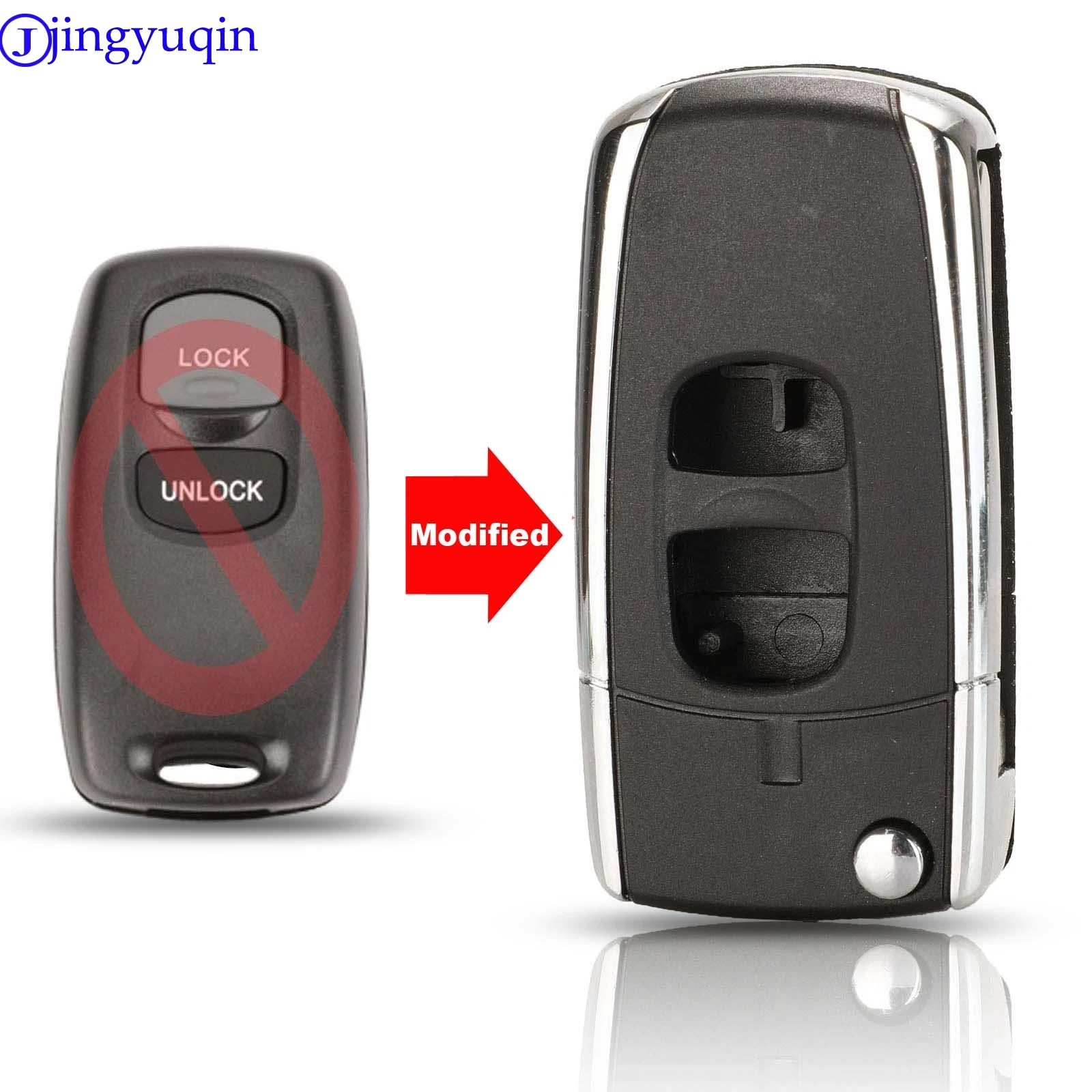jingyuqin Modified 2 Buttons Car Key Shell Cover for Mazda 2 3 6 323 626 Folding Flid Key Case