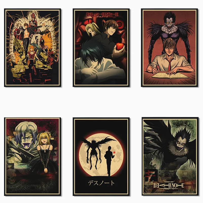 

Постеры из крафт-бумаги в стиле аниме «Death Note»