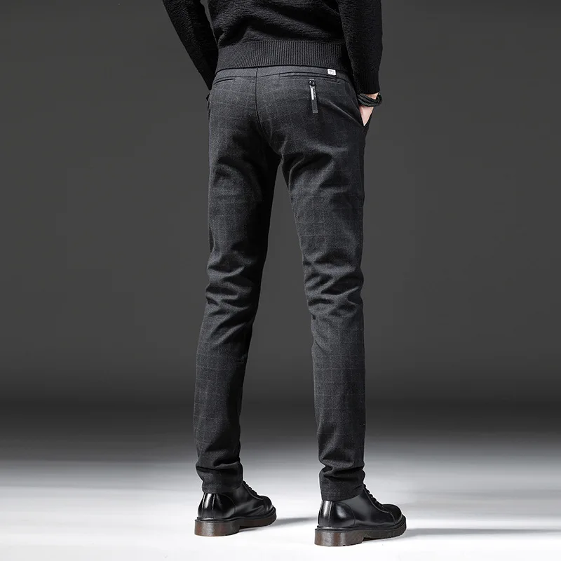 2019 New Mens Winter Thick Fleece Fluff Pants Men Korean Casual Slacks Slim Warm for Black Trousers Male | Мужская одежда