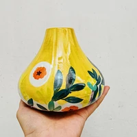 Korean Ins Hand Painted Floret Ceramic Succulent Flowerpots Vintage Thumb Bonsai Potted Creative Handicrafts Creative Gardening