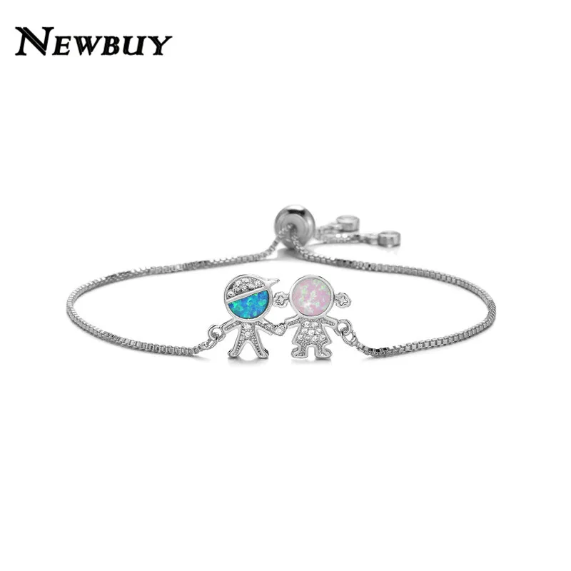 NEWBUY модный серебряный/золотой цвет милый мальчик и девочка Шарм Браслеты Микро Проложить прозрачный кубический цирконий Женский партии ювелирные изделия Прямая поставка - Окраска металла: NBSL461
