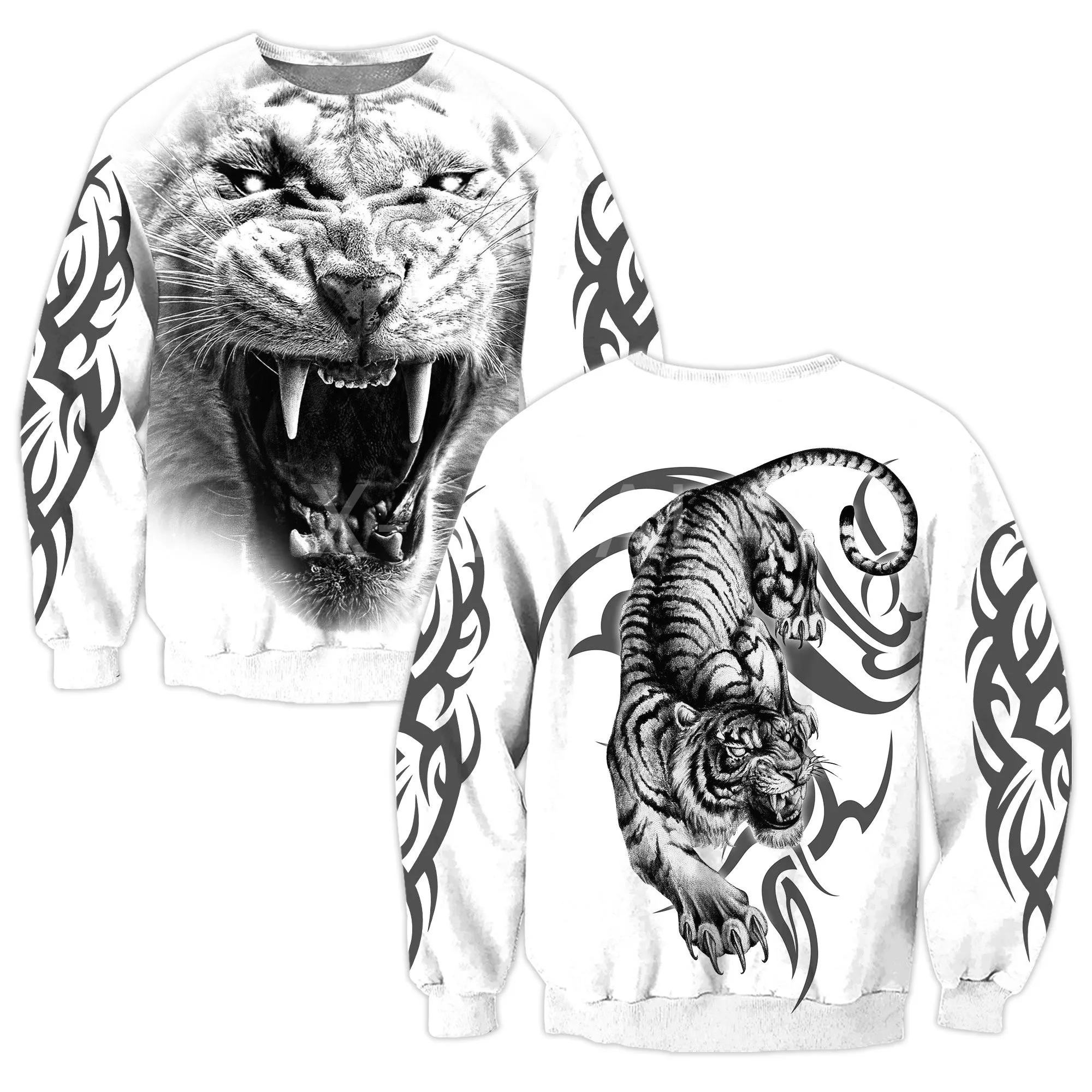 

White Tiger Tatoo Animal 3D All Print Size XS-7XL Hoodie Man Women Harajuku Outwear Zipper Pullover Sweatshirt Casual Unisex