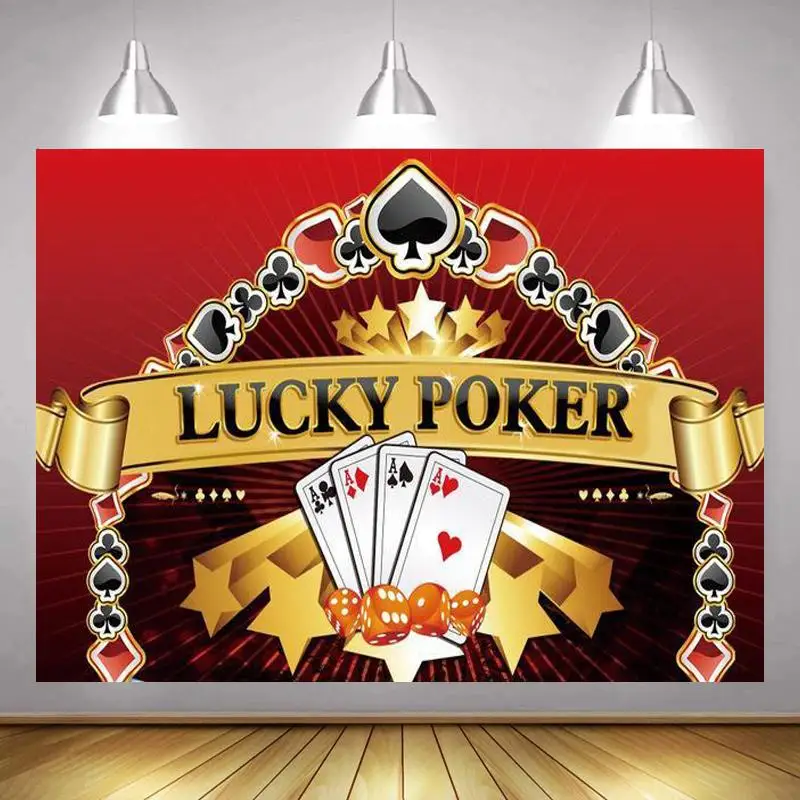 

Lucky Poker Magician Birthday Party Backdrop Decor Poster Kids Birthday Game Theme Magic Show Photography Background Room Decor