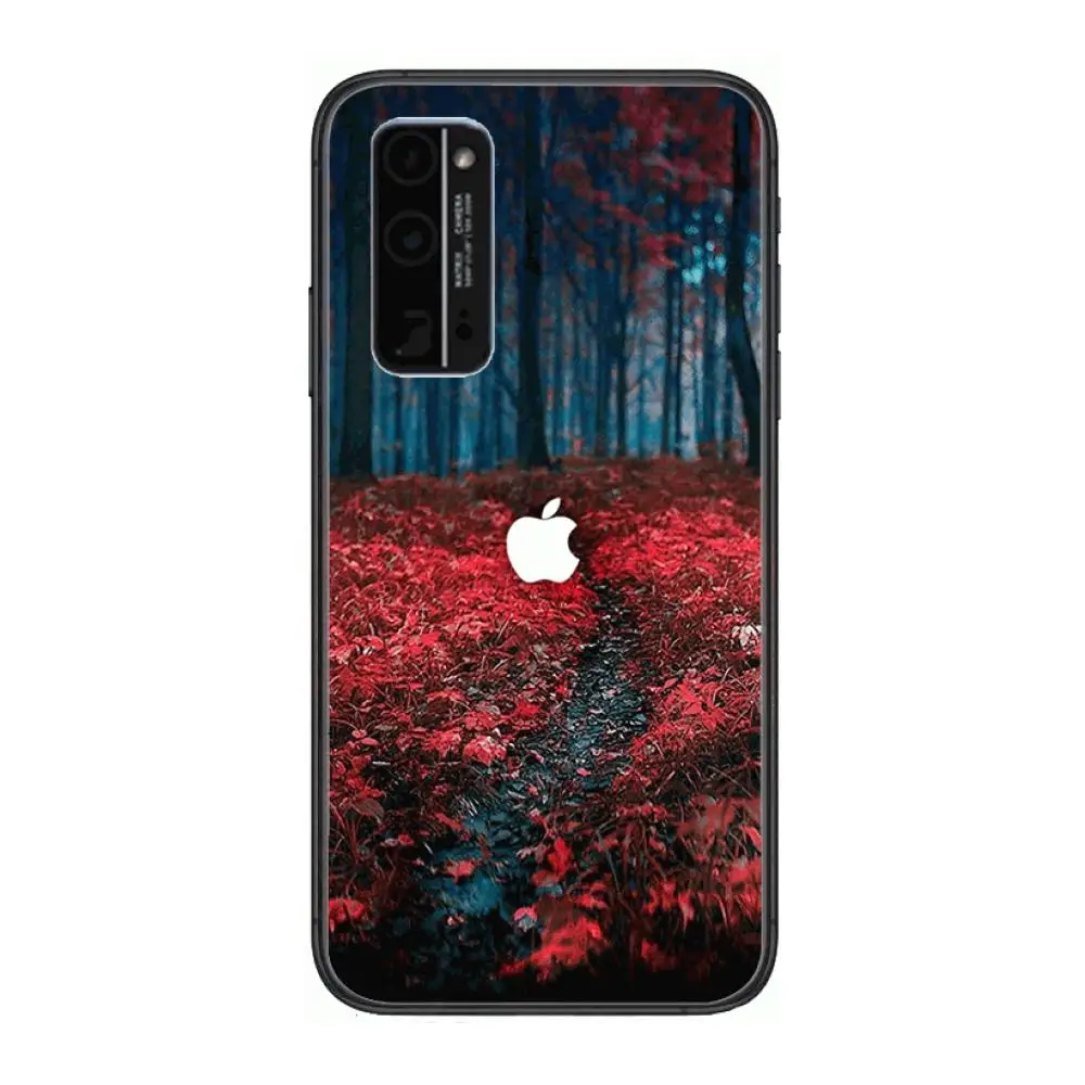 

Red apple Phone Case Hull For Huawei Honor 8 9 10 20 30 A S Lite Pro 5g i Black Back Soft Cell Cover Pretty