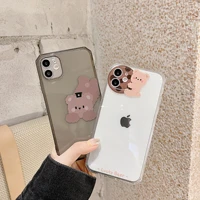 retro kawaii chocolate bear transparent phone case for iphone 11 12 pro max xr xs max 7 8 plus x 7plus case cute soft back cover