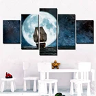 Настенная Картина на холсте парусник звездное небо живопись Домашний Ландшафт Декор Луна картины модульная рамка постер для прихожей 5 шт.